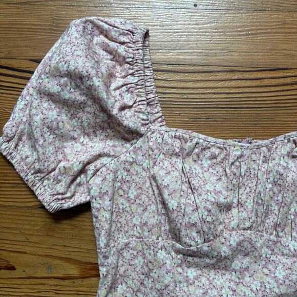 ASTR The Label Wendy floral puff sleeve smocked back mini dress SIZE L - Picture 5 of 9